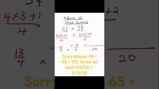 Addition of Mixed Fractions maths shorts mixedfraction education [upl. by Ainecey803]