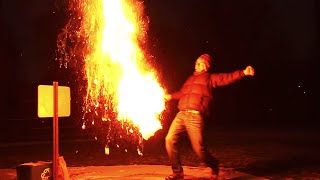 Lighting amp Burning Cattails like a Wild Man  Cattail Fire 1080 HD W0W [upl. by Shore]