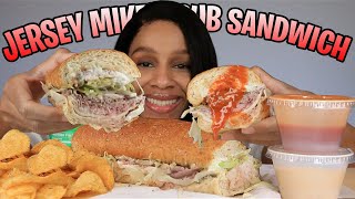 JERSEY MIKES CLUB SUPREME SUB SANDWICH WITH CHIPOTLE MAYO amp BUFFALO SAUCE REVIEW  ASMR MUKBANG [upl. by Nnodnarb852]