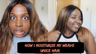 How I Moisturize my Weave Unice Hair [upl. by Rotberg]