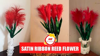 How to Make DIY Satin Ribbon Reeds Flowers  ANF Art and Craft [upl. by Enala]