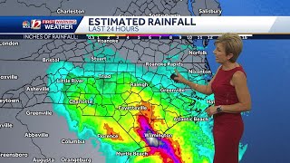 WXII 12s Lanie Pope gives update on Potential Tropical Cyclone 8 still under flood watch [upl. by Dlanigger]