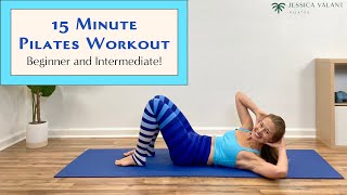 15 Minute Pilates Workout  Beginner  Intermediate Pilates at Home [upl. by Aroled]