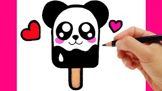 Como dibujar un helado de panda  HOW TO DRAW a cute ICE CREAM kawaii  como dibujar kawaii [upl. by Avery]