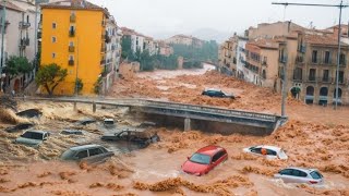 Malaga massive flooding Spain on high alert Storm DANA triggers tornado street submerged [upl. by Jessalin]