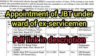 Appointment of JBT under ward of exservicemen [upl. by Faydra846]