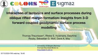 733 Thomas Theunissen  Tectonics and surface processes during oblique rifted margin formation [upl. by Sturrock]