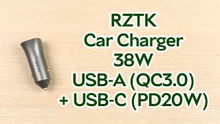 Розпаковка RZTK Car Charger 38W USBA QC30  USBC PD20W [upl. by Yrdnal403]