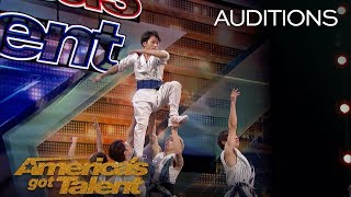 Blue Tokyo Dancing Acrobats Wow Judges With Innovative Performance  Americas Got Talent 2018 [upl. by Haeel943]