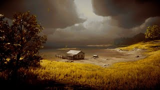 Dark stormy ambience over a lake cabin otherworldly vibes perfect for relaxation and sleep [upl. by Mosier]