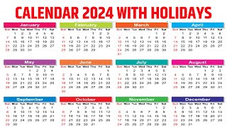 Calendar 2024 with Holidays  Kalendar 2024  Hindu festival with holidays 2024  2024 Ka Calendar [upl. by Gherlein387]