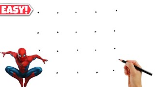 Easy Spiderman Drawing from Dots  spiderman no way home extended version Drawing  Easy Drawing [upl. by Yelrebmik718]