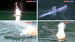 UBOAT SUBMARINE CONVOY ATTACK WARSHIP HUNT amp DEPTH CHARGE EXPLOSIONS UltraHD and 4K [upl. by Etnomed]