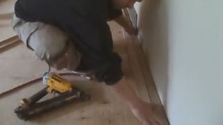 Hardwood Floor Installation Instructions How to Start Nail Down Installation [upl. by Adnilre777]