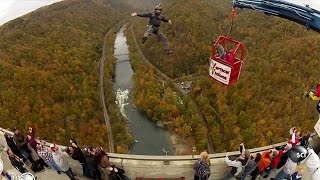 Human Catapult Launches People Off Bridge into Deep Gorge [upl. by Inatsed26]