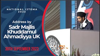 Address of Sadr Majlis Khuddamul Ahmadiyya UK Day 2 Ijtema 2023 Salat the Delight of our Eyes [upl. by Rimas]