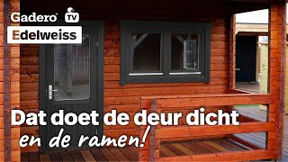 Blokhut Edelweiss Kozijnen ramen en deuren installeren [upl. by Eelahs411]