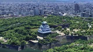 Aerial view of Osaka Castle Osaka Japan [upl. by Onirefez723]