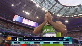 Arshad Nadeem Wins Gold Medal in Mens Javelin Throw Finals with 9297m throw at Paris Olympics 2024 [upl. by Lienet]