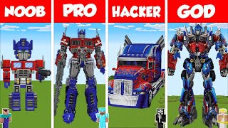 Minecraft OPTIMUS PRIME STATUE HOUSE BUILD CHALLENGE  NOOB vs PRO vs HACKER vs GOD  Animation [upl. by Nisbet]