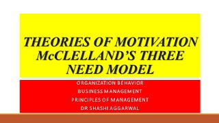 THEORY OF MOTIVATION McCLELLAND’S THEORY OF NEEDMcCLELLAND’S THREE NEED MODEL [upl. by Lammond]