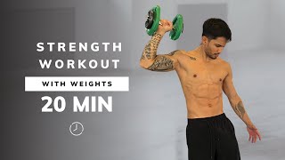 20 MIN INTENSE FULL BODY HIIT and STRENGTH Workout  Weights Home Workout with Dumbbells [upl. by Chilton]