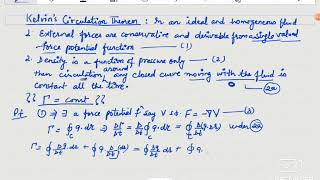 Fluid Dynamics Kelvins Circulation Theorem Irrotational Motion [upl. by Runkle]