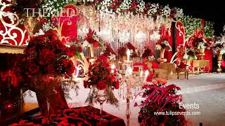 Outdoor Royal Red amp Gold Baraat Wedding Event decor in Pakistan  Pakistani wedding ideas [upl. by Karlik]