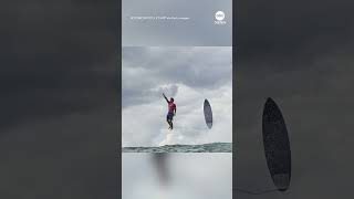 Olympic surfer Gabriel Medinas epic reaction captured in viral photo [upl. by Annig12]