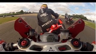 Ducati 1199 Panigale onboard vs aprilia RSV4 Near crash Mettet [upl. by Althea]