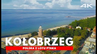 KOŁOBRZEG z drona 4K Plaża Molo z Kołobrzegu Latarnia Port Polska z lotu ptaka [upl. by Yancey]