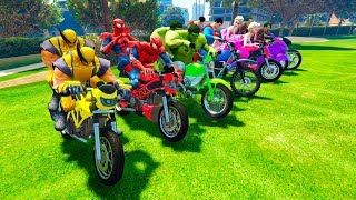 LEARN COLOR with Superheroes Motorcycles golf park and Police cars for kids funny [upl. by Yonatan288]