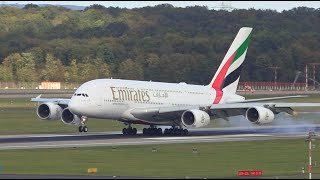 A380 Emirates Perfect approach at Düsseldorf Airport  Planespotting [upl. by Tibbs]