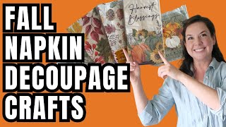 Fall Napkin Decoupage Crafts  Dollar Store Ideas [upl. by Avelin]