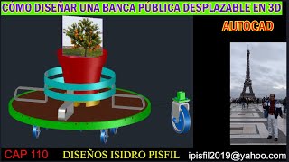 CÓMO DISEÑAR UNA BANCA REDONDA PÚBLICA DESPLAZABLE EN 3D [upl. by Enilekaj]