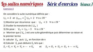 les suites numériques 1 bac sciences séance 7 exercice 4 série dexercices [upl. by Malena777]