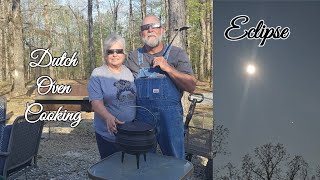 Dutch Oven Cooking during Eclipse Cowboy Potatoes and Peach Cobbler [upl. by Standush]