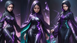 70 Halal TOP AI ART LookBook Purple Midnight dress fashion aibeauty beautiful art lookbook [upl. by Immak]