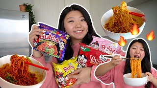 KOREAN RAMEN HAUL Trying Every Samyang Buldak Noodle Flavor 🔥 mukbang amp cooking [upl. by Lebasy]