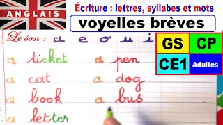 Cahier d’écriture  Anglais pour les petits  Voyelles brèves 1 [upl. by Arhat]