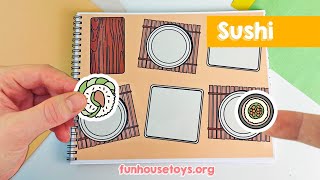 Cooking Book Sticker Activity Walkthrough  Fun Sticker Play with Sushi Rolls and Chopsticks [upl. by Ahsilla]