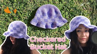 Checkered Bucket Hat Crochet Tutorial for Beginners [upl. by Jemima]