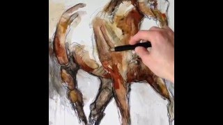 Painting Time 191  Finished Horse Painting  Peinture dun cheval [upl. by Derian]