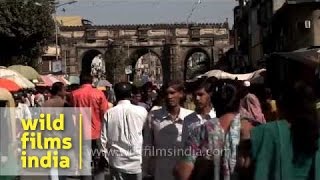 Noisy congested street market in Gujarat [upl. by Hcirdla]