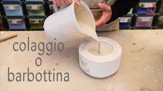 Colaggio o barbottina largilla liquida per produrre la ceramica con gli stampi in gesso [upl. by Netsirhk585]