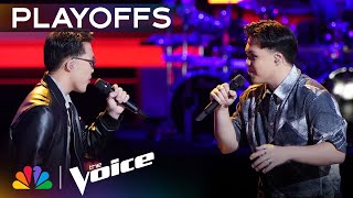 Twins Justin amp Jeremy Garcia Are PITCHPERFECT Covering quotCastle on the Hillquot  Voice Playoffs  NBC [upl. by Aremahs280]