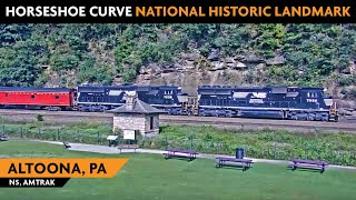 The World Famous Horseshoe CurveAltoona Pennsylvania USA  Virtual Railfan LIVE [upl. by Widera]