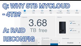 MyCloud Reconfigure 4TB to 8TB by changing RAID1 to JBOD [upl. by Roxine]