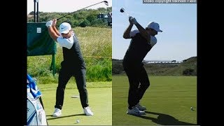 Francesco Molinari golf swing  Hybrid club faceon amp downtheline July 2017 [upl. by Aeslehs142]