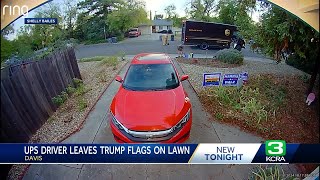 Davis woman raises concerns after UPS worker put political signs in her yard [upl. by Lutim226]